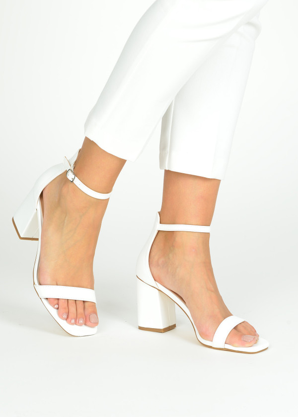 White block heeled sandals 1