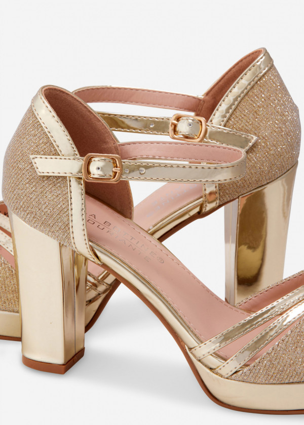 Gold glitter metallic platform healed sandals 2