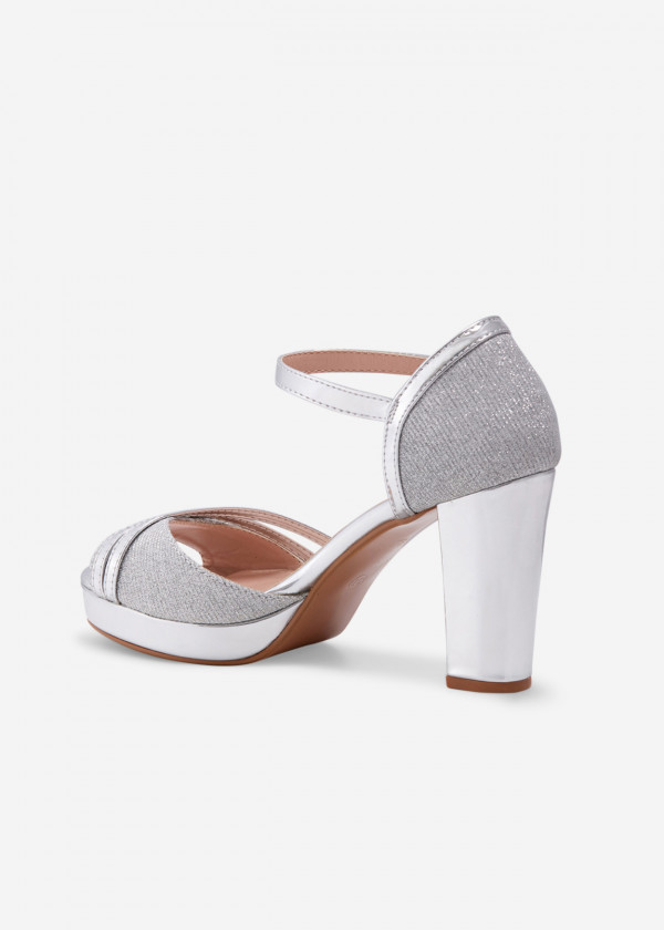 Silver glitter metallic platform healed sandals 2