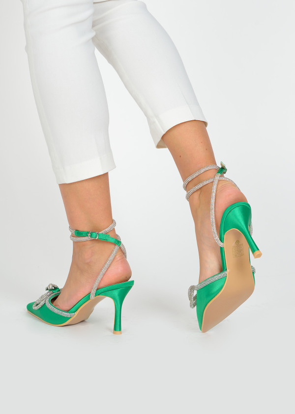 Green diamante court shoes 2