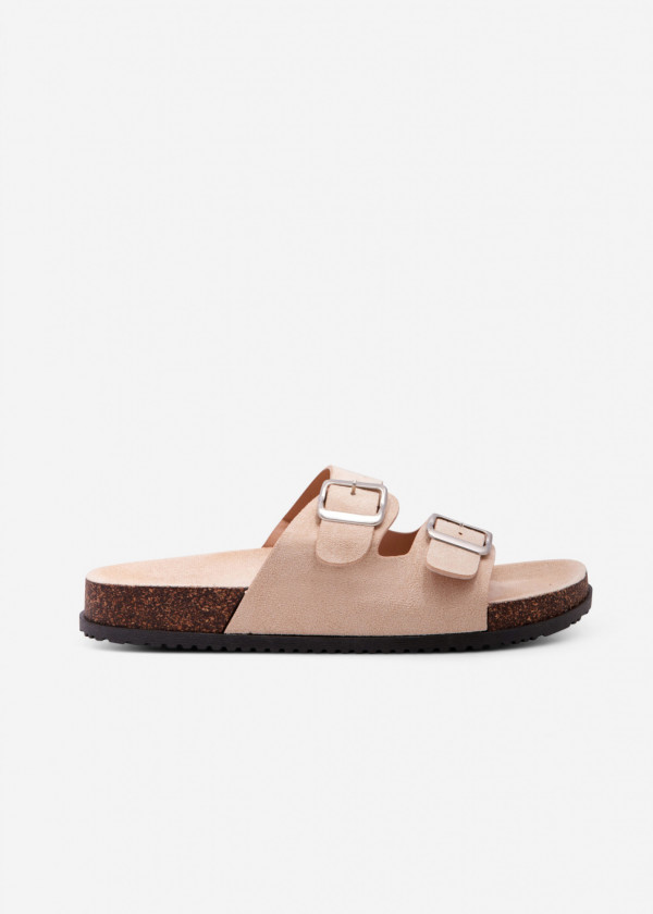 Beige buckle detailed sliders 2