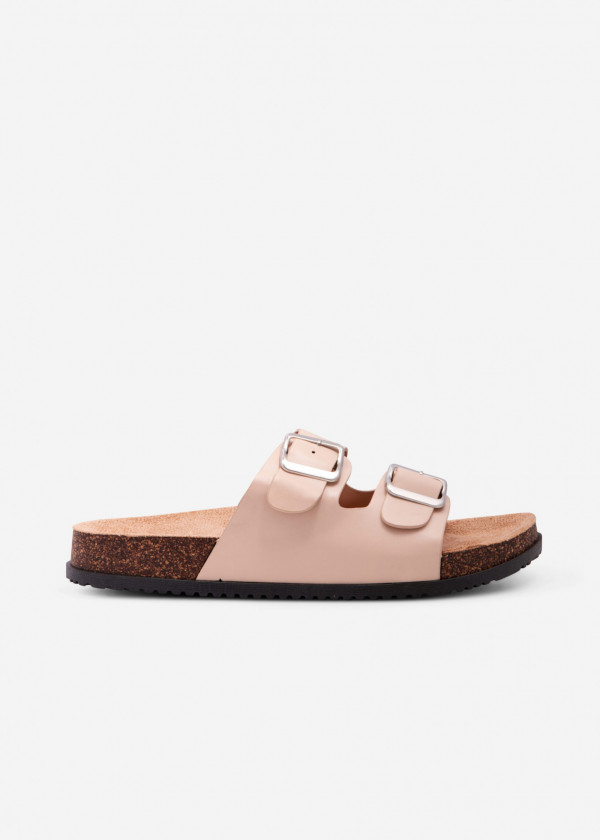 Beige buckle detailed sliders 2