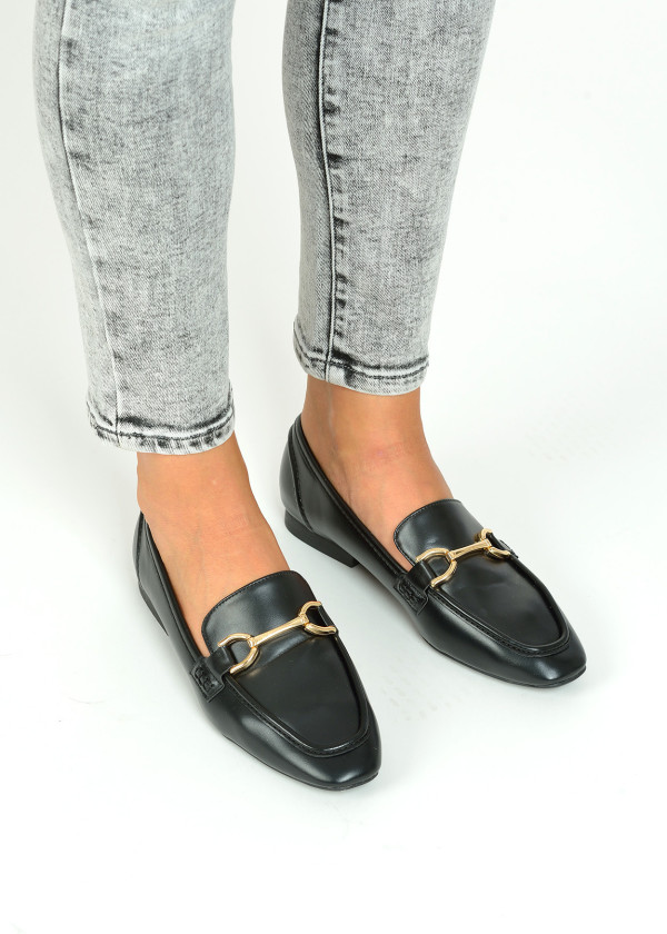 Black gold detail loafers 1