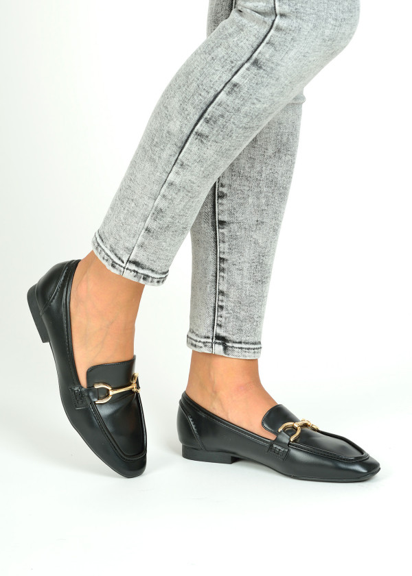 Black gold detail loafers 2