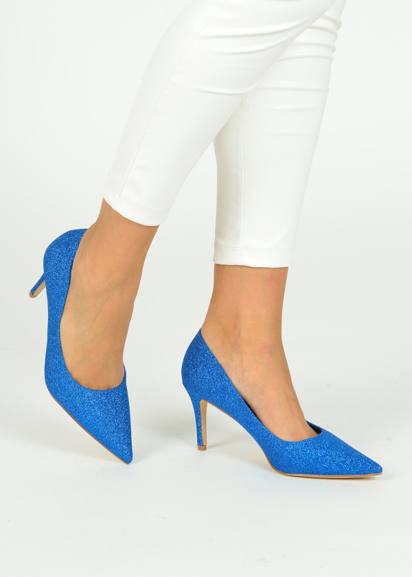 Blue glittery court shoes 1