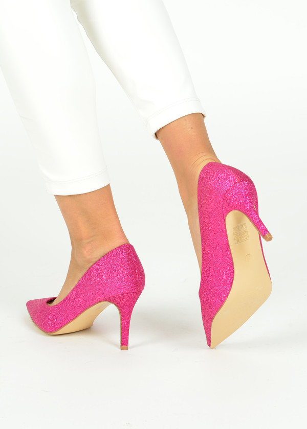 Fuchsia glittery court shoes 2