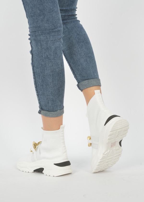 White chain sock hi top sneakers 2