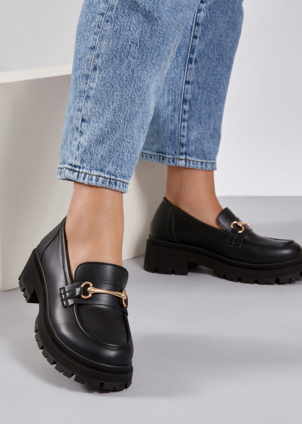 Black chunky snaffle loafer 1