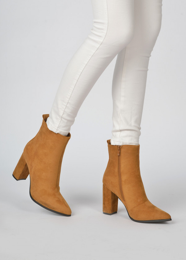 Brown tan block heel ankle boots 2