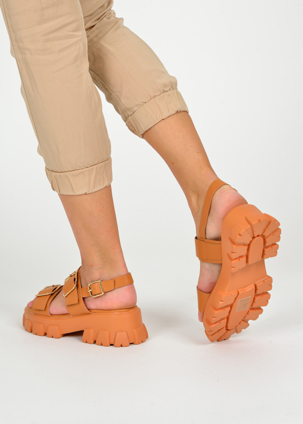 Brown tan chunky sandals 2