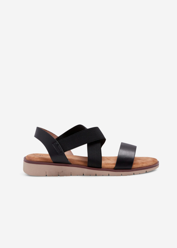 Black elasticated cross strap sandals 3