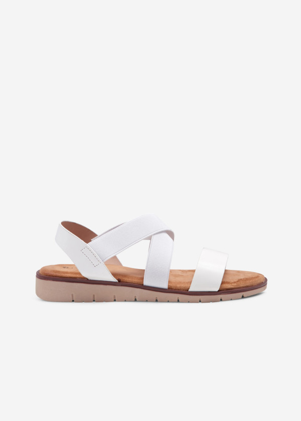 White elasticated cross strap sandals 3