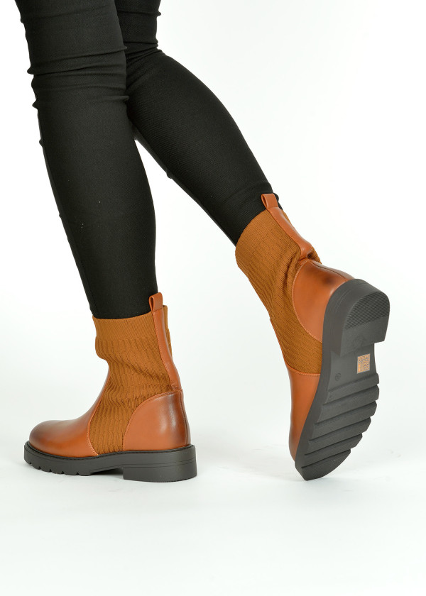 Brown tan sock boots 2