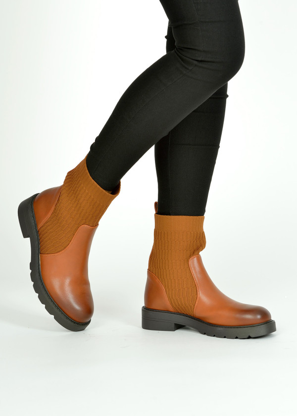 Brown tan sock boots 1