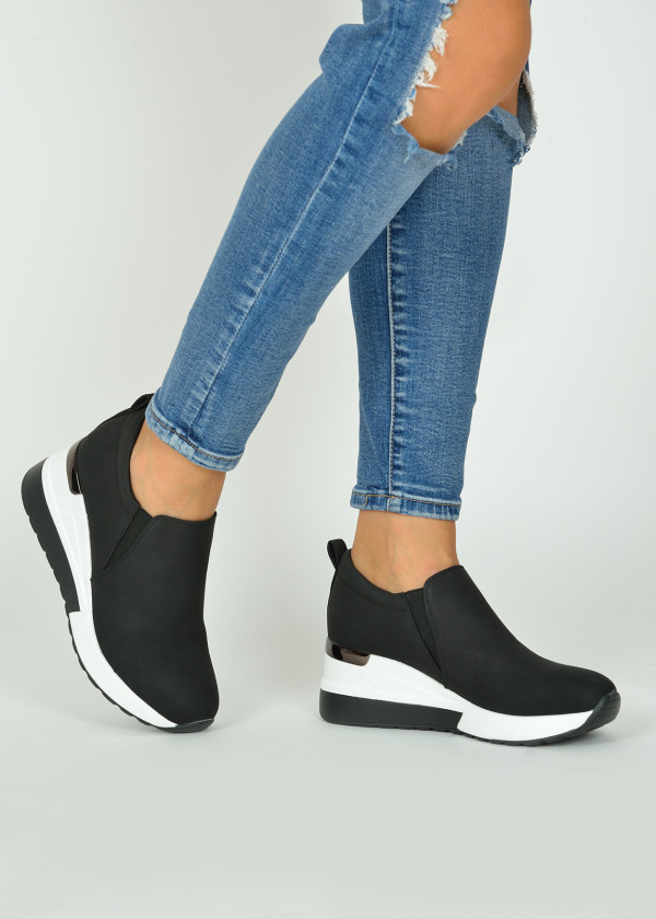 Black hidden wedge sneakers 1