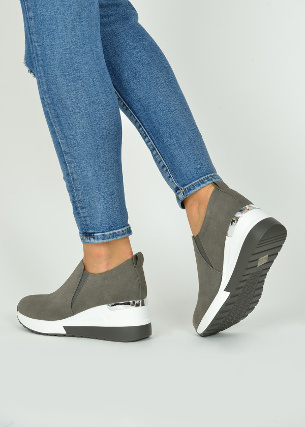 Grey hidden wedge sneakers 2