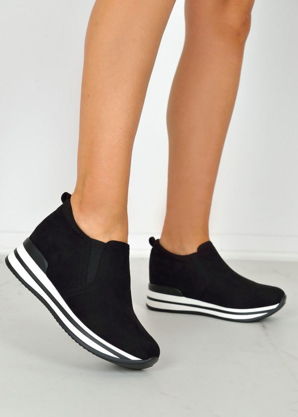 Black hidden wedge sneakers 1