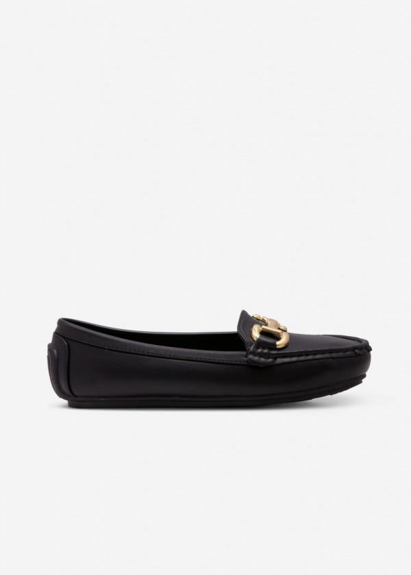 Black snaffle detailed loafers 3
