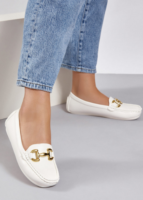White snaffle detailed loafers 2