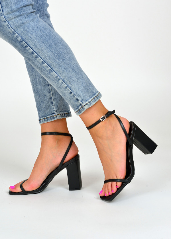 Black block heeled sandals