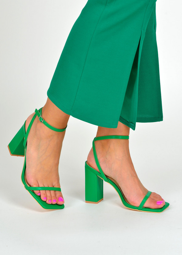 Green block heeled sandals 1