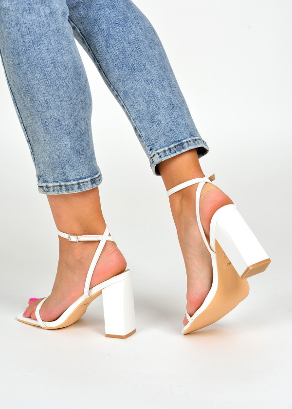 White block heeled sandals 2