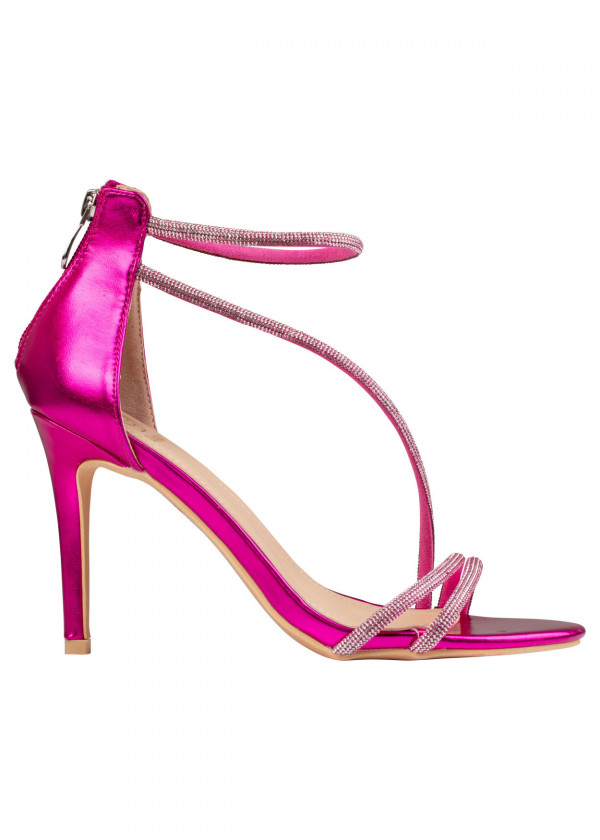 Pink diamante strap detail heeled sandals