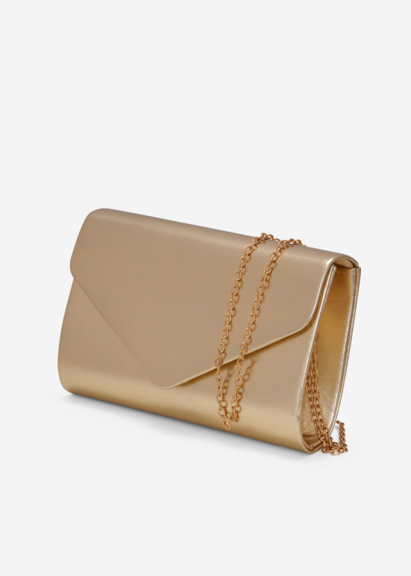 Gold metallic envelope clutch bag 1