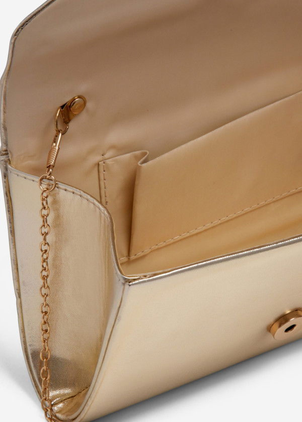 Gold metallic envelope clutch bag 2