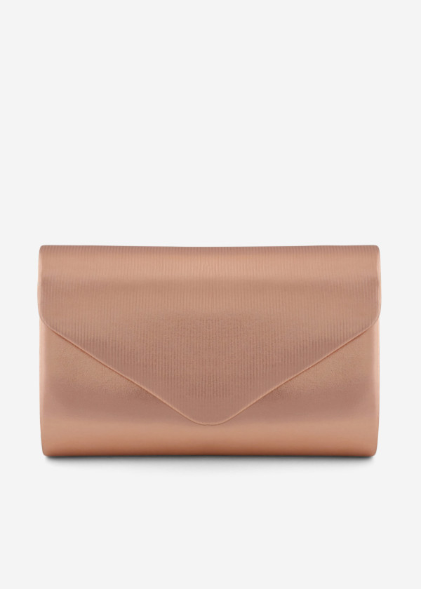 Rose gold metallic envelope clutch bag