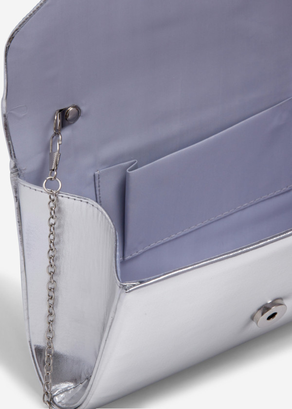 Silver metallic envelope clutch bag 2