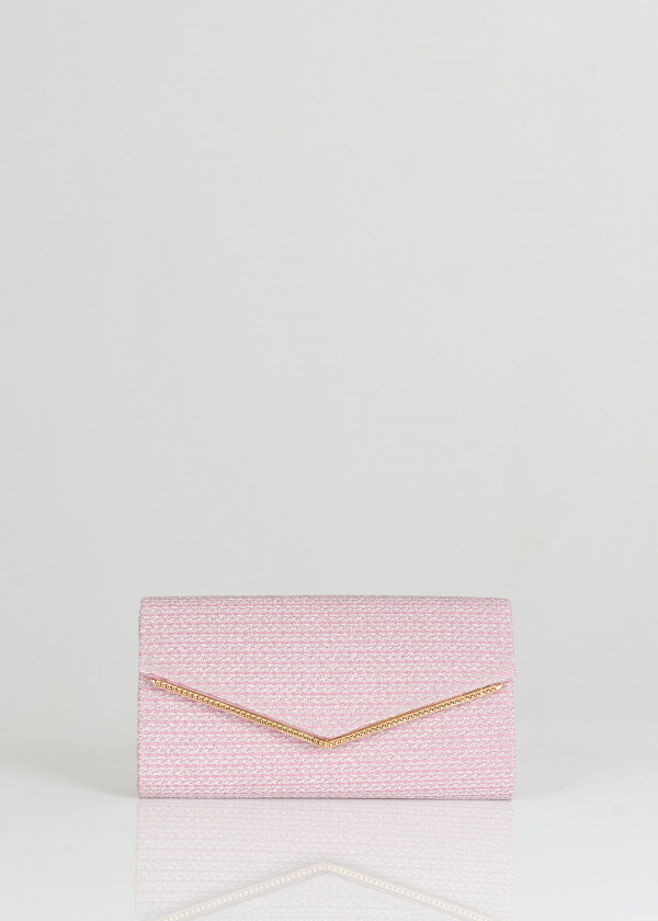 Pink glittery envelope clutch bag