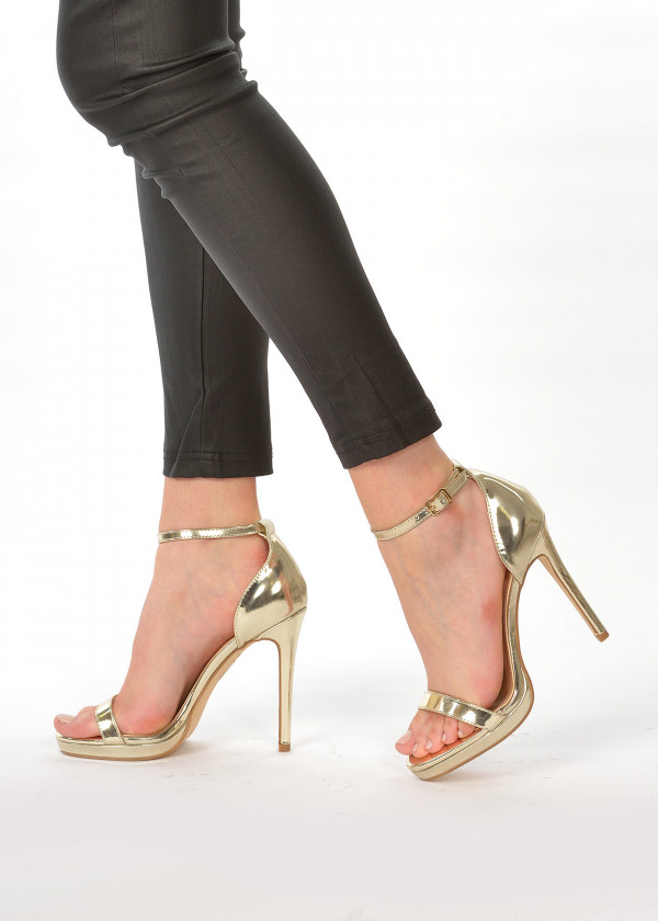 Gold platform heeled sandals 3