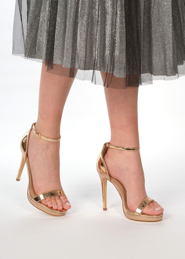 Rose gold platform heeled sandals 1
