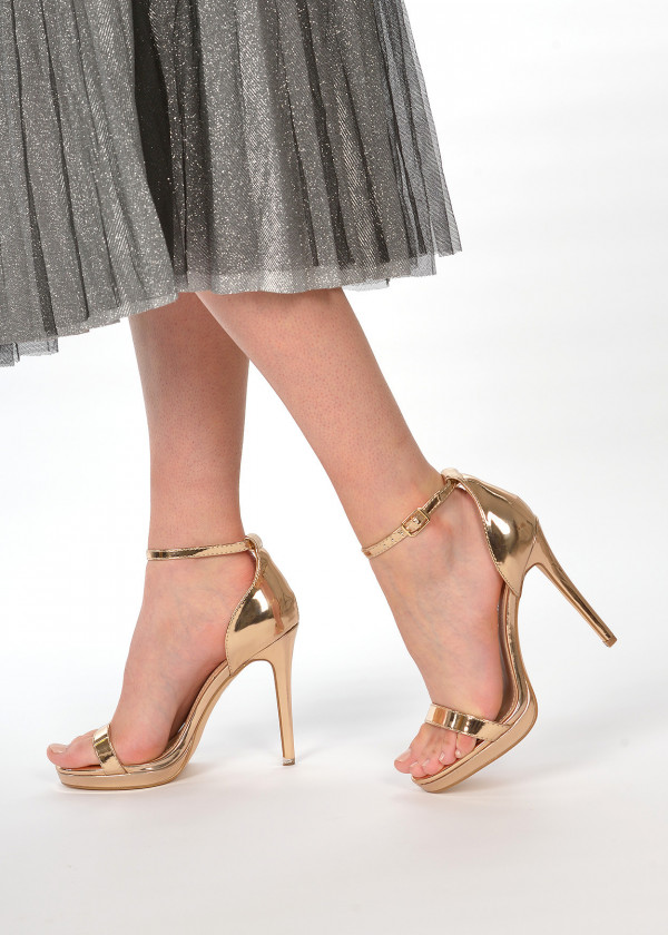 Rose gold platform heeled sandals 3