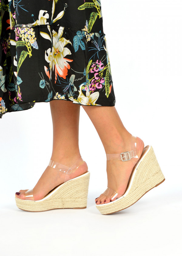 Whit transparent straps wedges 3