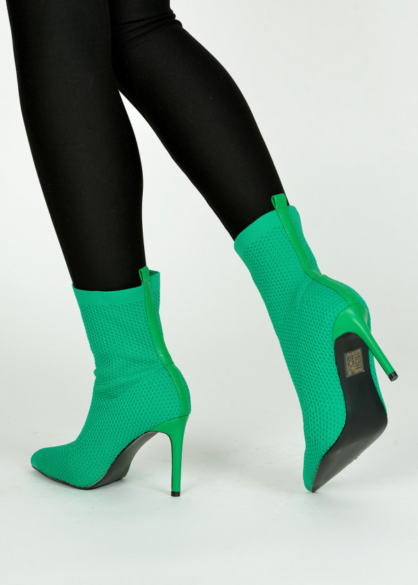 Green pointed toe sock boots 2