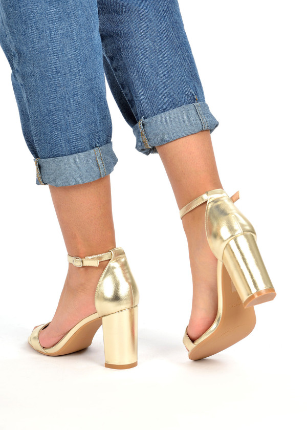 Gold block heel sandals 2