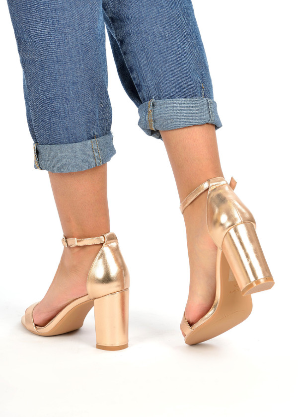 Rose gold block heel sandals 2