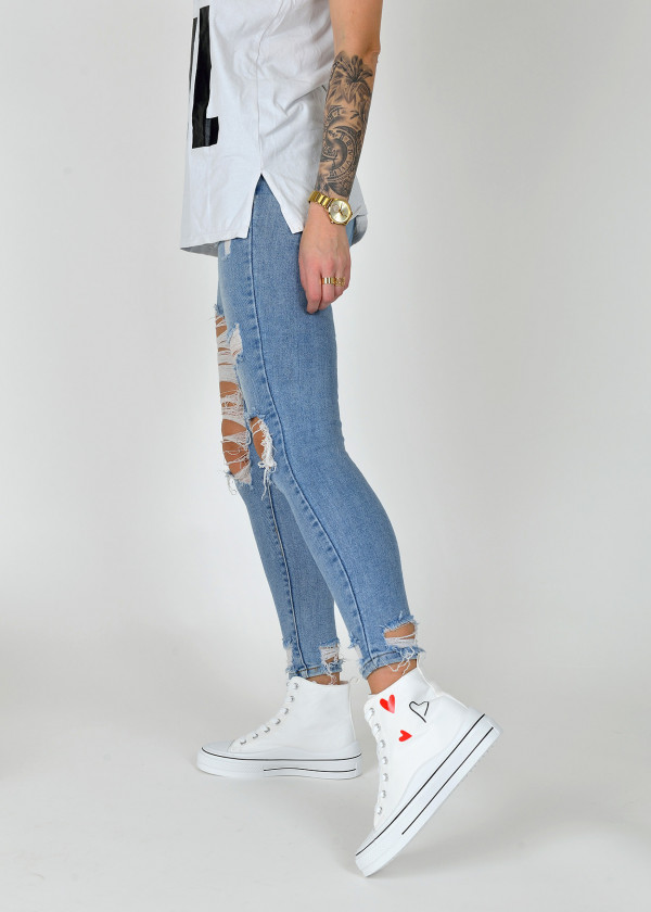 White heart detail platform high top sneakers 3