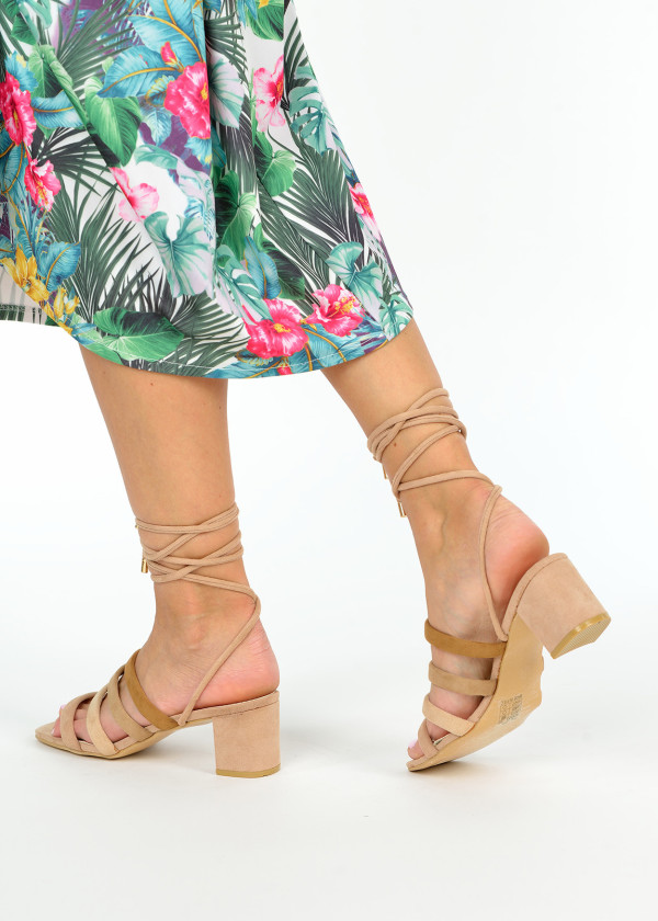 Khaki block heeled sandals 2