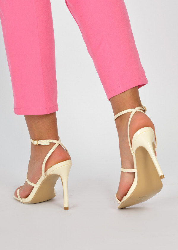 Beige strappy heeled sandals 2