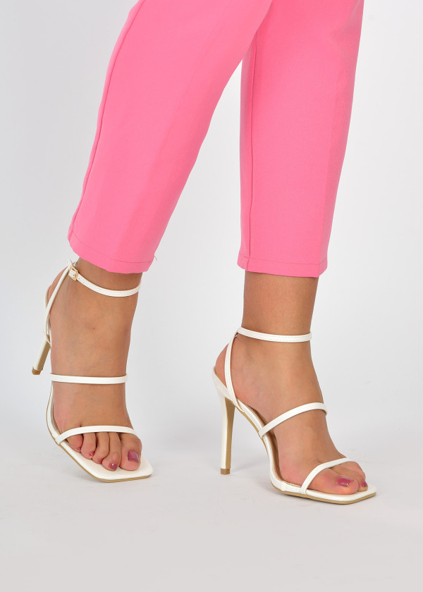 White strappy heeled sandals 1
