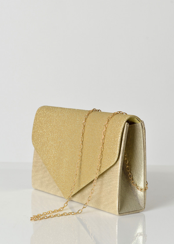 Gold glitter shimmer envelope clutch bag 1