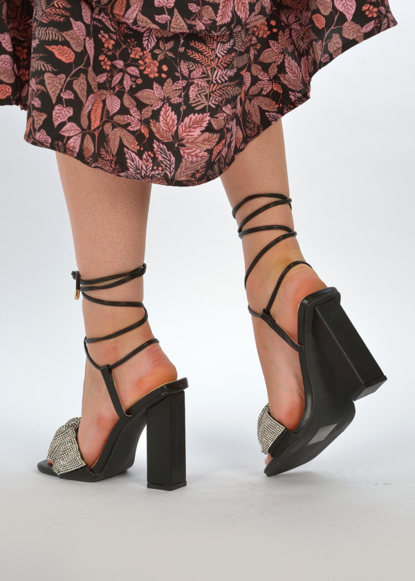Black rhinestone embellished heels 2