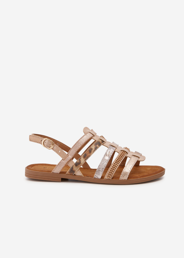 Pink multi strapped flat sandals 3