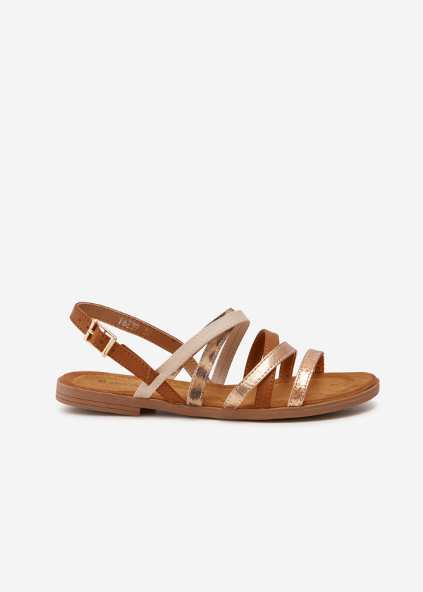 Brown tan multi-strap sandals 3