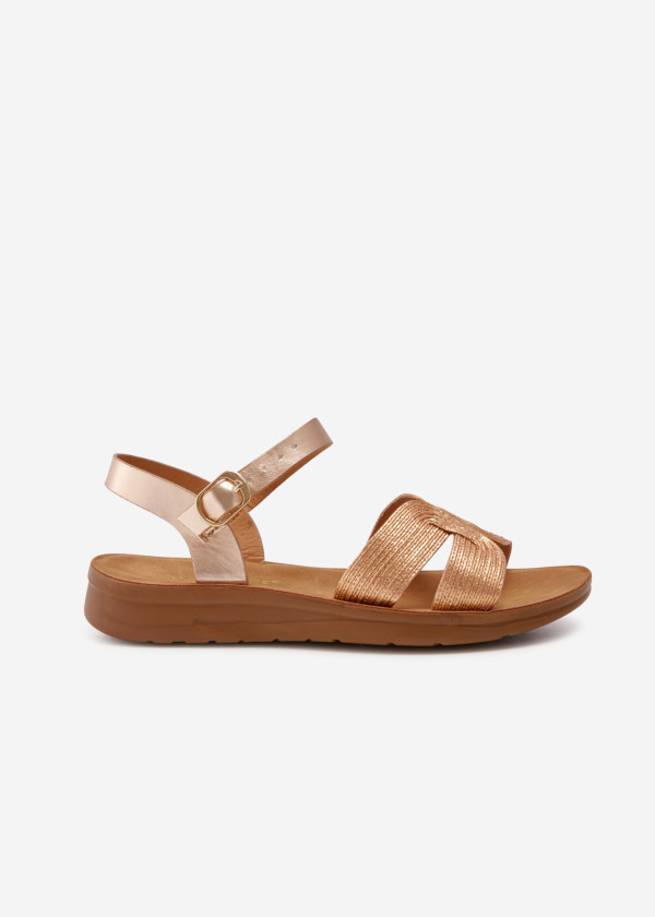 Rose gold flat footbed sandals 3