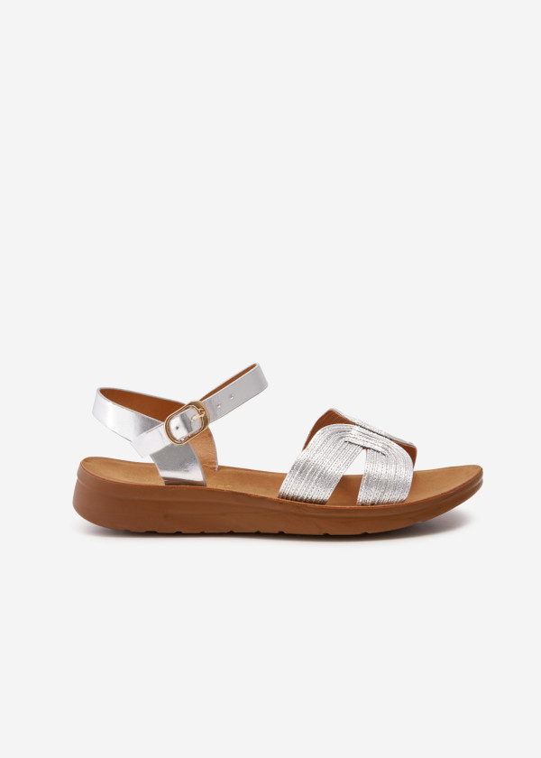 Silver flat footbed sandals 3