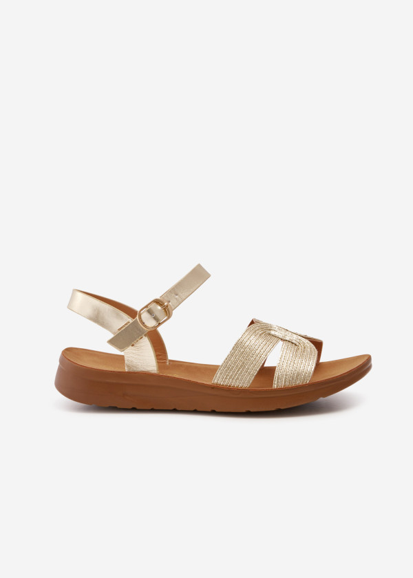 Gold flat footbed sandals 3